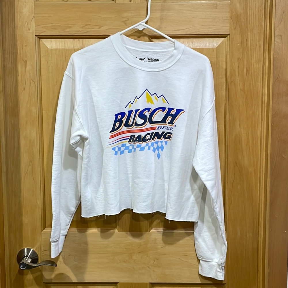 Brew City white sweatshirt Busch beer racing size M